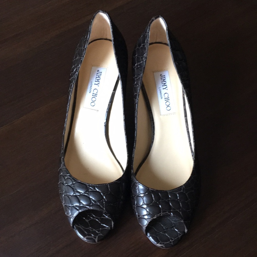 Jimmy Choo brown brown croc pattern heels